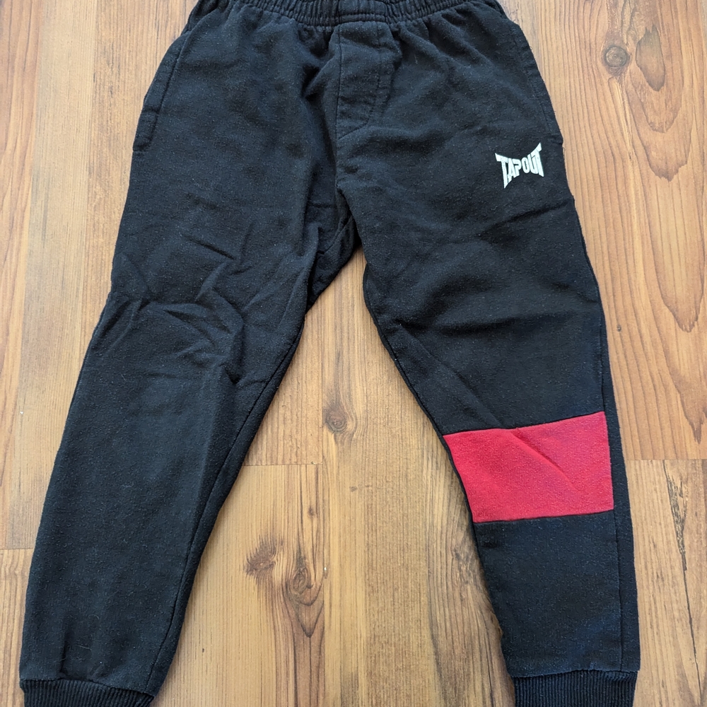 Tapout Kids Joggers in Black with Red Panel